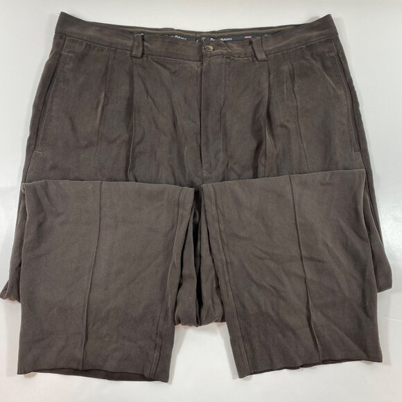 Tommy Bahama Mens Brown 100% Silk Pleated Dress Pants Size 38 X 32 - Picture 3 of 10